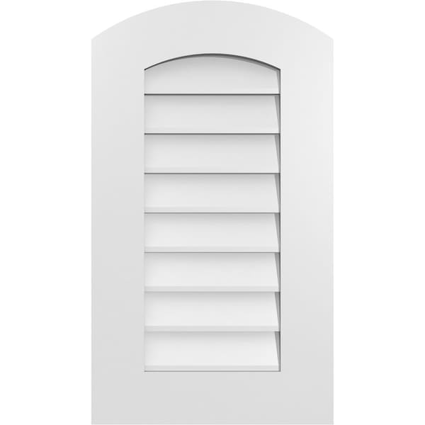 Ekena Millwork Arch Top Surface Mount PVC Gable Vent: Functional, w/ 3-1/2"W x 1"P Standard Frame, 16"W x 28"H - GVPAR16X2801SF