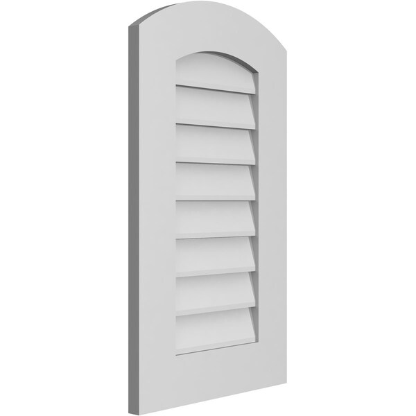 Ekena Millwork Arch Top Surface Mount PVC Gable Vent: Functional, w/ 3-1/2"W x 1"P Standard Frame, 16"W x 28"H - GVPAR16X2801SF