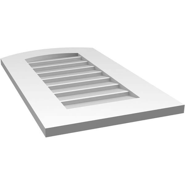 Ekena Millwork Arch Top Surface Mount PVC Gable Vent: Functional, w/ 3-1/2"W x 1"P Standard Frame, 16"W x 28"H - GVPAR16X2801SF
