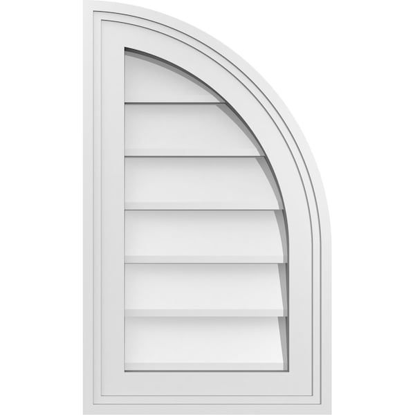 Ekena Millwork Quarter Round Top Right Surface Mount PVC Gable Vent w/ 2"W x 2"P Brickmould Sill Frame, 12"W x 20"H - GVPQR12X2003SN