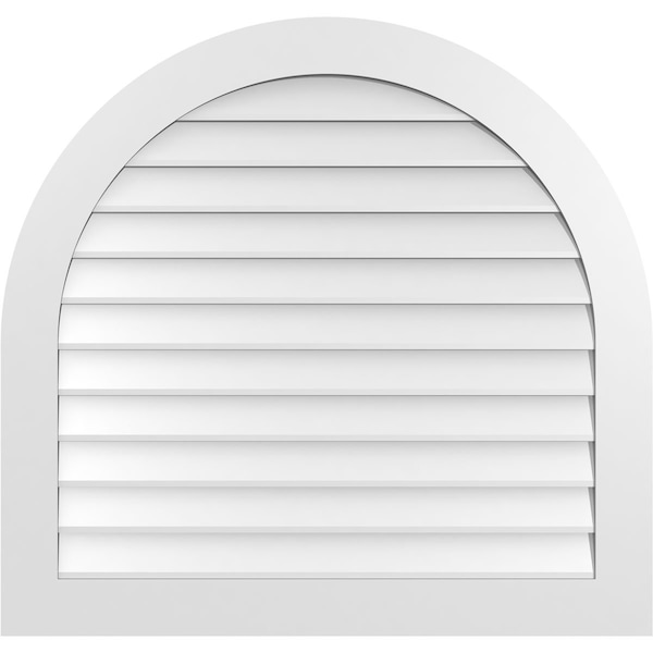 Ekena Millwork Round Top Surface Mount PVC Gable Vent: Non-Functional, w/ 3-1/2"W x 1"P Standard Frame, 40"W x 38"H - GVPRT40X3801SN