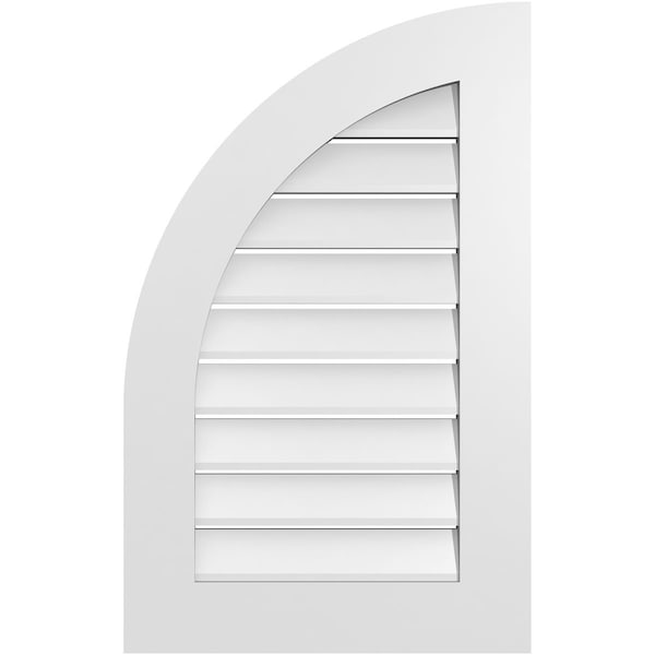 Ekena Millwork Quarter Round Top Left Surface Mount PVC Gable Vent w/ 3-1/2"W x 1"P Standard Frame, 20"W x 32"H - GVPQL20X3201SF