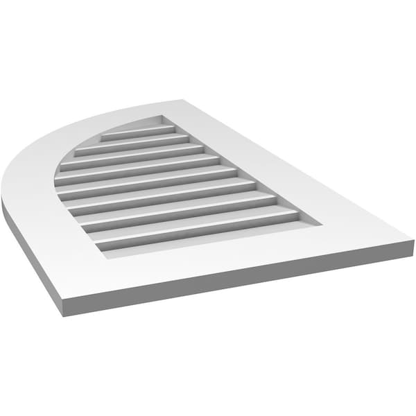 Ekena Millwork Quarter Round Top Left Surface Mount PVC Gable Vent w/ 3-1/2"W x 1"P Standard Frame, 20"W x 32"H - GVPQL20X3201SF