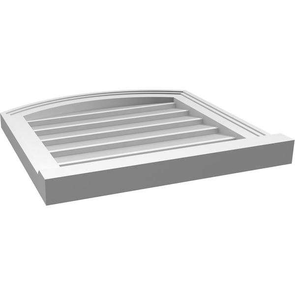 Ekena Millwork Arch Top Surface Mount PVC Gable Vent: Functional, w/ 2"W x 2"P Brickmould Sill Frame, 20"W x 20"H - GVPAR20X2003SF