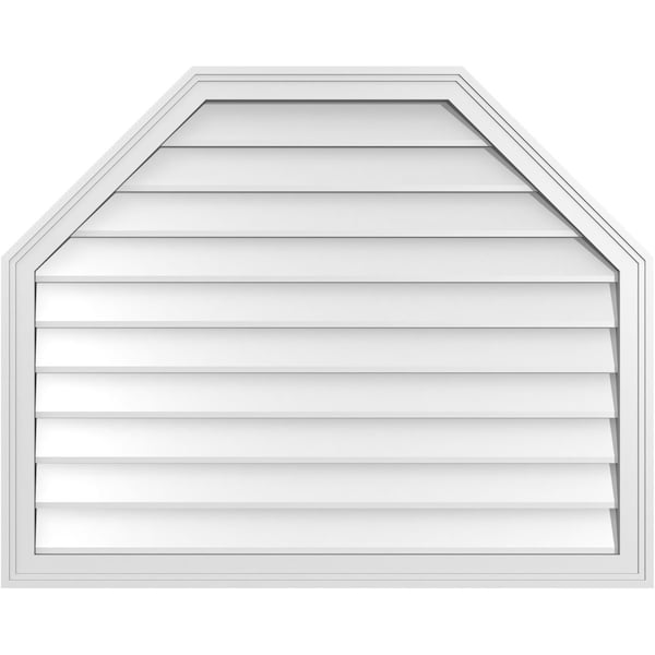 Ekena Millwork Octagonal Top Surface Mount PVC Gable Vent w/ 2"W x 1-1/2"P Brickmould Frame, 40"W x 32"H - GVPOT40X3202SN