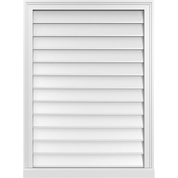 Ekena Millwork Vertical Surface Mount PVC Gable Vent w/ 2"W x 2"H , Brickmould Sill Frame, 28"W x 38"H - GVPVE28X3803SN