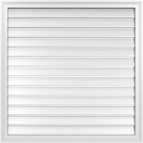 Ekena Millwork Vertical Surface Mount PVC Gable Vent: Functional, w/ 2"W x 1-1/2"P Brickmould Frame, 40"W x 40"H - GVPVE40X4002SF