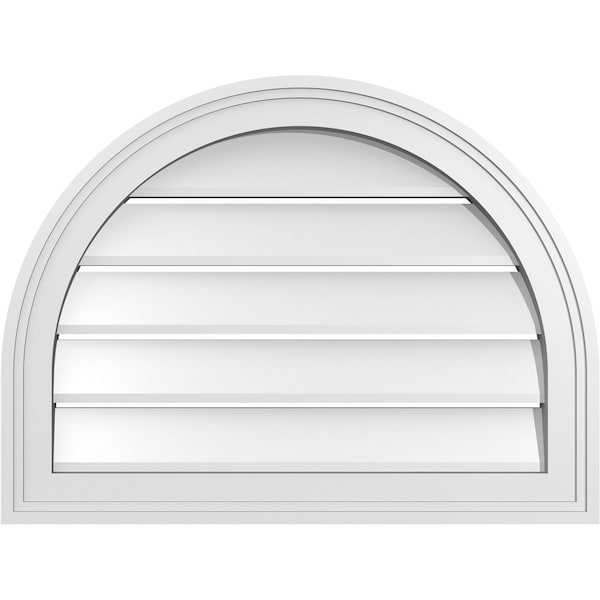 Ekena Millwork Round Top Surface Mount PVC Gable Vent: Functional, w/ 2"W x 1-1/2"P Brickmould Frame, 24"W x 18"H - GVPRT24X1802SF