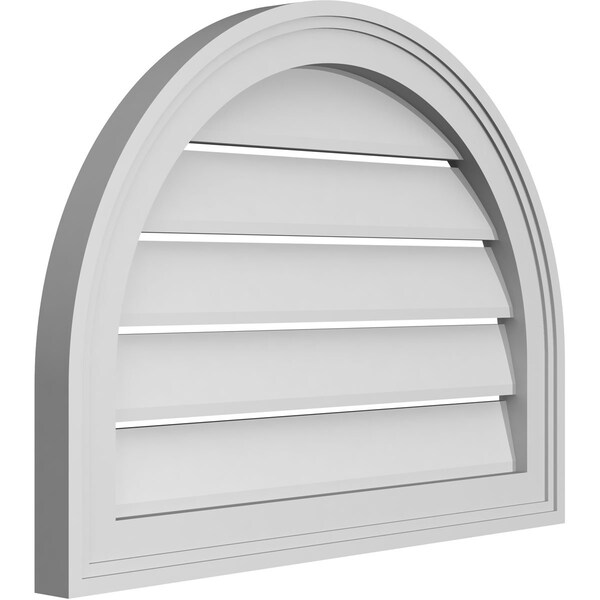 Ekena Millwork Round Top Surface Mount PVC Gable Vent: Functional, w/ 2"W x 1-1/2"P Brickmould Frame, 24"W x 18"H - GVPRT24X1802SF