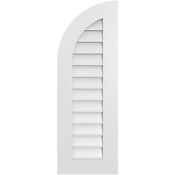 Ekena Millwork Quarter Round Top Left Surface Mount PVC Gable Vent w/ 3-1/2"W x 1"P Standard Frame, 14"W x 40"H - GVPQL14X4001SN