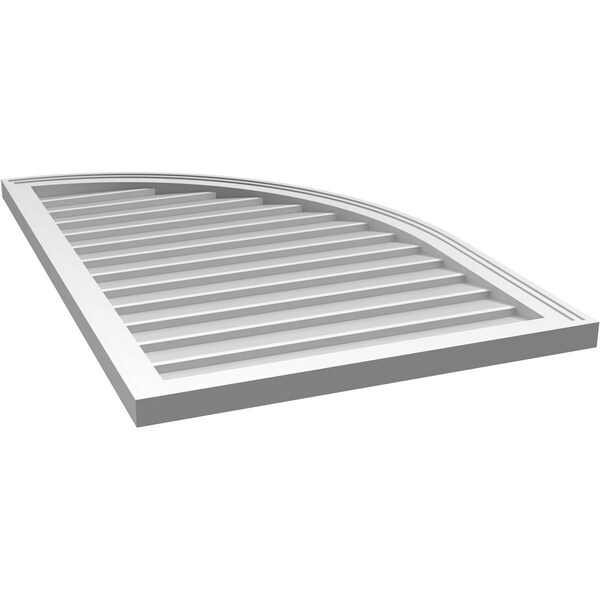 Ekena Millwork Quarter Round Top Right Surface Mount PVC Gable Vent w/ 2"W x 1-1/2"P Brickmould Frame, 26"W x 40"H - GVPQR26X4002SN