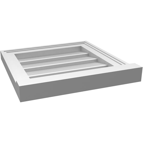 Ekena Millwork Vertical Surface Mount PVC Gable Vent w/ 2"W x 2"H , Brickmould Sill Frame, 16"W x 16"H - GVPVE16X1603SN