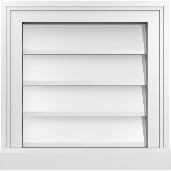 Ekena Millwork Vertical Surface Mount PVC Gable Vent w/ 2"W x 2"H , Brickmould Sill Frame, 16"W x 16"H - GVPVE16X1603SN