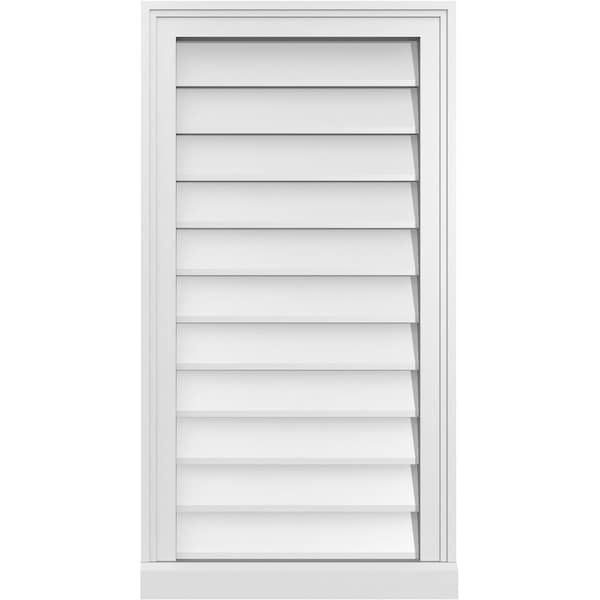 Ekena Millwork Vertical Surface Mount PVC Gable Vent w/ 2"W x 2"H , Brickmould Sill Frame, 18"W x 34"H - GVPVE18X3403SN