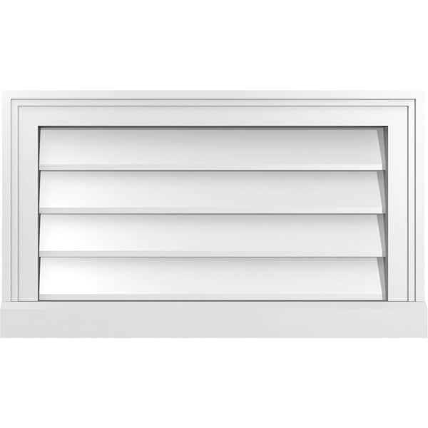 Ekena Millwork Vertical Surface Mount PVC Gable Vent w/ 2"W x 2"H , Brickmould Sill Frame, 24"W x 14"H - GVPVE24X1403SN