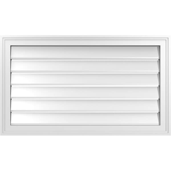 Ekena Millwork Vertical Surface Mount PVC Gable Vent: Functional, w/ 2"W x 1-1/2"P Brickmould Frame, 34"W x 20"H - GVPVE34X2002SF