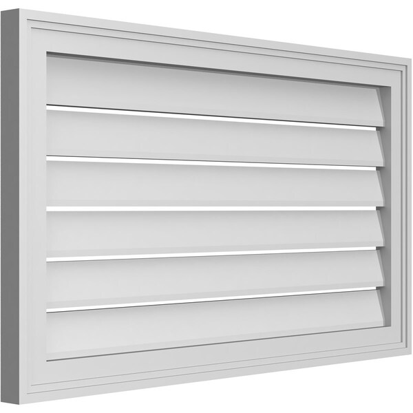 Ekena Millwork Vertical Surface Mount PVC Gable Vent: Functional, w/ 2"W x 1-1/2"P Brickmould Frame, 34"W x 20"H - GVPVE34X2002SF