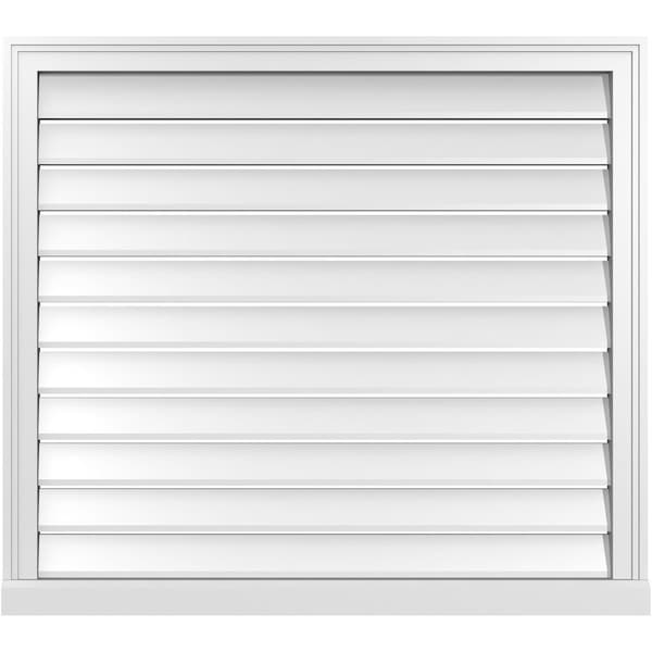 Ekena Millwork Vertical Surface Mount PVC Gable Vent: Functional, w/ 2"W x 2"P Brickmould Sill Frame, 38"W x 34"H - GVPVE38X3403SF