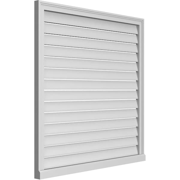 Ekena Millwork Vertical Surface Mount PVC Gable Vent: Functional, w/ 2"W x 2"P Brickmould Sill Frame, 42"W x 42"H - GVPVE42X4203SF