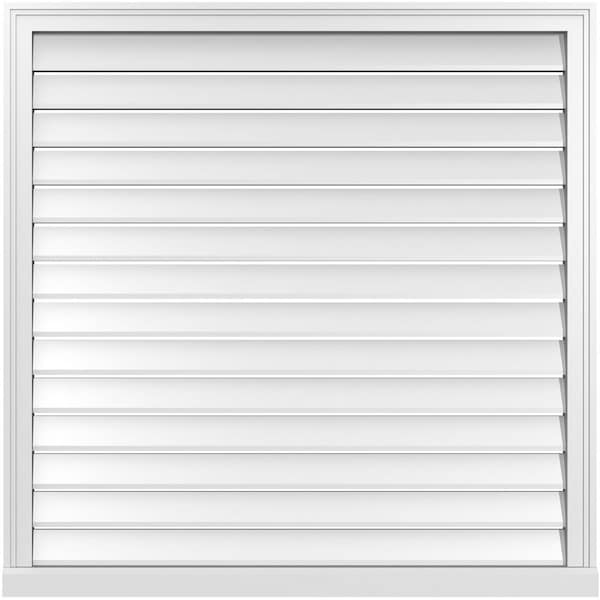 Ekena Millwork Vertical Surface Mount PVC Gable Vent: Functional, w/ 2"W x 2"P Brickmould Sill Frame, 42"W x 42"H - GVPVE42X4203SF