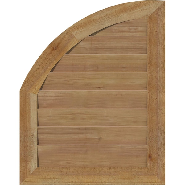 Ekena Millwork Quarter Round Top Right Western Red Cedar Gable Vent w/Decorative Face Frame, 15"W x 26"H - GVWQR15X2602RDUWR