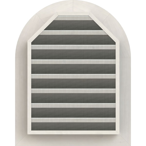 Ekena Millwork Round Top Gable Vent, Functional, Western Red Cedar Gable Vent w/Brick Mould Face Frame, 22"W x 28"H - GVWRT22X2800SFPWR
