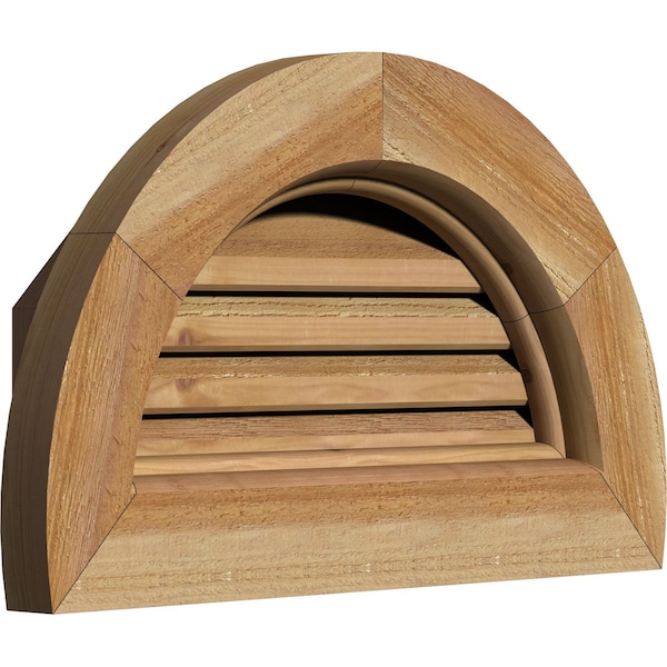 Ekena Millwork Half Round Gable Vent Functional, Western Red Cedar Gable Vent w/Brick Mould Face Frame, 32"W x 16"H - GVWHR32X1600RFUWR