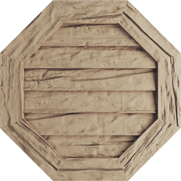 Ekena Millwork Timberthane Riverwood Octagonal Faux Wood Non-Functional Gable Vent, Primed Tan, 27"W x 27"H - GVUROC27X27DRWPR