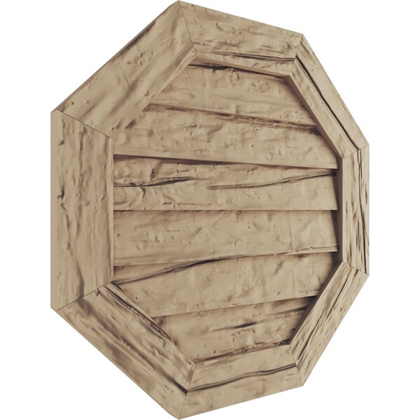 Ekena Millwork Timberthane Riverwood Octagonal Faux Wood Non-Functional Gable Vent, Primed Tan, 27"W x 27"H - GVUROC27X27DRWPR