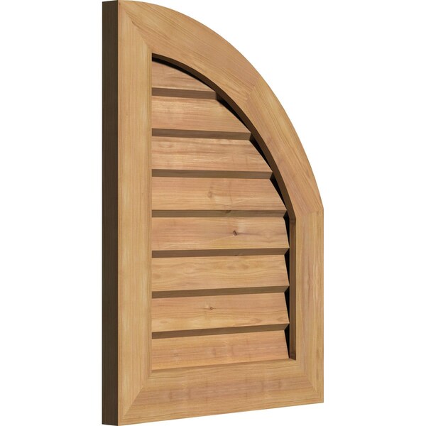 Ekena Millwork Quarter Round Top Right Western Red Cedar Gable Vent w/Decorative Face Frame, 09"W x 14"H - GVWQR09X1402SDUWR