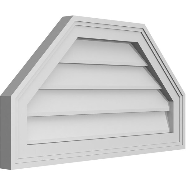 Ekena Millwork Octagonal Top Surface Mount PVC Gable Vent w/ 2"W x 1-1/2"P Brickmould Frame, 26"W x 14"H - GVPOT26X1402SN