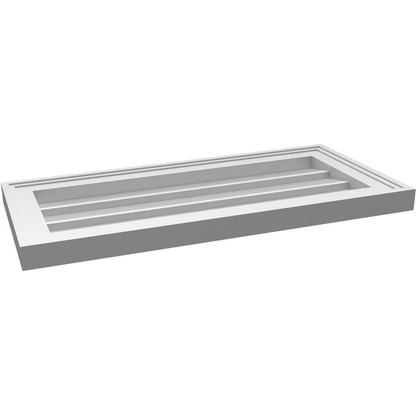 Ekena Millwork Vertical Surface Mount PVC Gable Vnt: Non-Functional, w/2"W x 1-1/2"H, Brickmould Frame, 26"W x 12"H - GVPVE26X1202SN