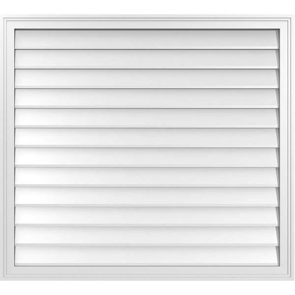Ekena Millwork Vertical Surface Mount PVC Gable Vnt: Non-Functional, w/2"W x 1-1/2"H, Brickmould Frame, 42"W x 38"H - GVPVE42X3802SN