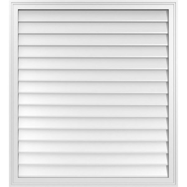 Ekena Millwork Vertical Surface Mount PVC Gable Vnt: Non-Functional, w/2"W x 1-1/2"H, Brickmould Frame, 38"W x 42"H - GVPVE38X4202SN