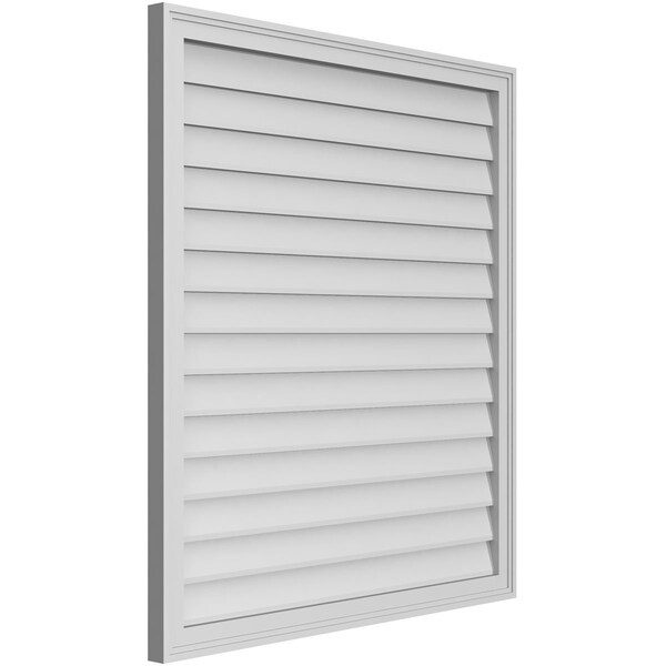 Ekena Millwork Vertical Surface Mount PVC Gable Vnt: Non-Functional, w/2"W x 1-1/2"H, Brickmould Frame, 38"W x 42"H - GVPVE38X4202SN