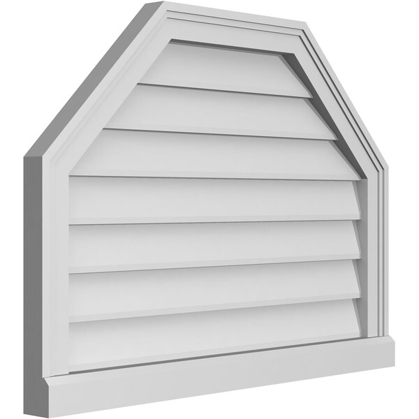 Ekena Millwork Octagonal Top Surface Mount PVC Gable Vent w/ 2"W x 2"P Brickmould Sill Frame, 30"W x 22"H - GVPOT30X2203SN