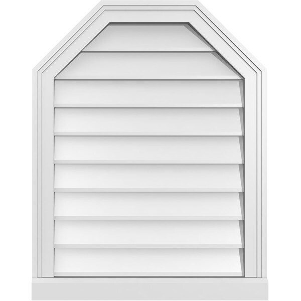 Ekena Millwork Octagonal Top Surface Mount PVC Gable Vent w/ 2"W x 2"P Brickmould Sill Frame, 22"W x 28"H - GVPOT22X2803SN