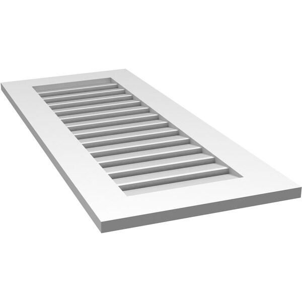 Ekena Millwork Vertical Surface Mount PVC Gable Vent: Functional, w/ 3-1/2"W x 1"P Standard Frame, 18"W x 42"H - GVPVE18X4201SF