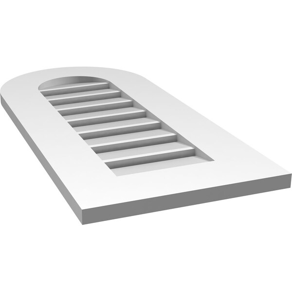 Ekena Millwork Round Top Surface Mount PVC Gable Vent: Functional, w/ 3-1/2"W x 1"P Standard Frame, 14"W x 30"H - GVPRT14X3001SF