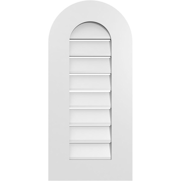 Ekena Millwork Round Top Surface Mount PVC Gable Vent: Functional, w/ 3-1/2"W x 1"P Standard Frame, 14"W x 30"H - GVPRT14X3001SF