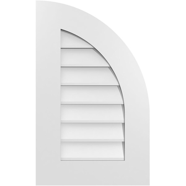 Ekena Millwork Quarter Round Top Right Surface Mount PVC Gable Vent w/ 3-1/2"W x 1"P Standard Frame, 16"W x 26"H - GVPQR16X2601SN