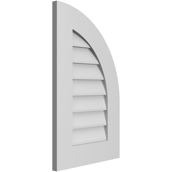 Ekena Millwork Quarter Round Top Right Surface Mount PVC Gable Vent w/ 3-1/2"W x 1"P Standard Frame, 16"W x 26"H - GVPQR16X2601SN