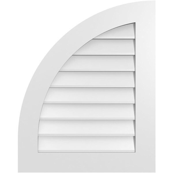 Ekena Millwork Quarter Round Top Left Surface Mount PVC Gable Vent w/ 3-1/2"W x 1"P Standard Frame, 24"W x 30"H - GVPQL24X3001SN
