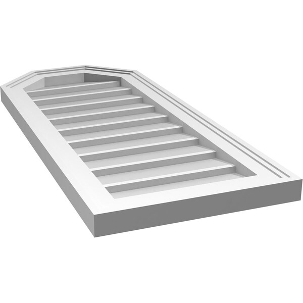 Ekena Millwork Octagonal Top Surface Mount PVC Gable Vent w/ 2"W x 1-1/2"P Brickmould Frame, 14"W x 32"H - GVPOT14X3202SN