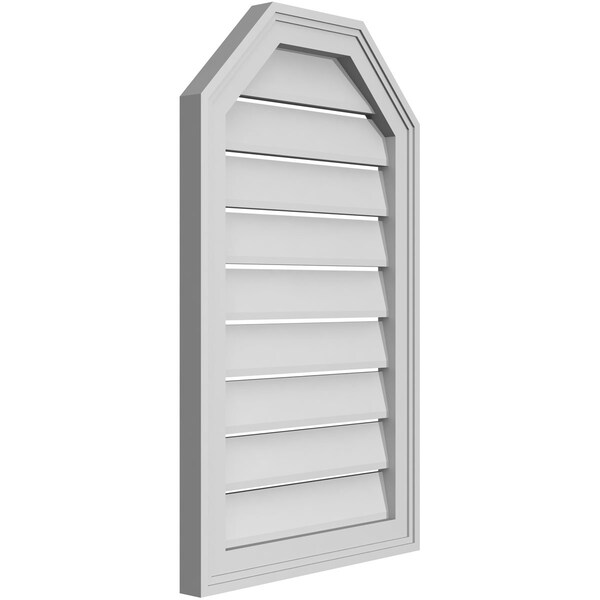 Ekena Millwork Octagonal Top Surface Mount PVC Gable Vent w/ 2"W x 1-1/2"P Brickmould Frame, 18"W x 30"H - GVPOT18X3002SF