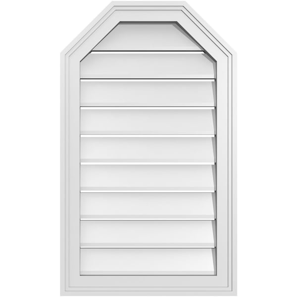 Ekena Millwork Octagonal Top Surface Mount PVC Gable Vent w/ 2"W x 1-1/2"P Brickmould Frame, 18"W x 30"H - GVPOT18X3002SF