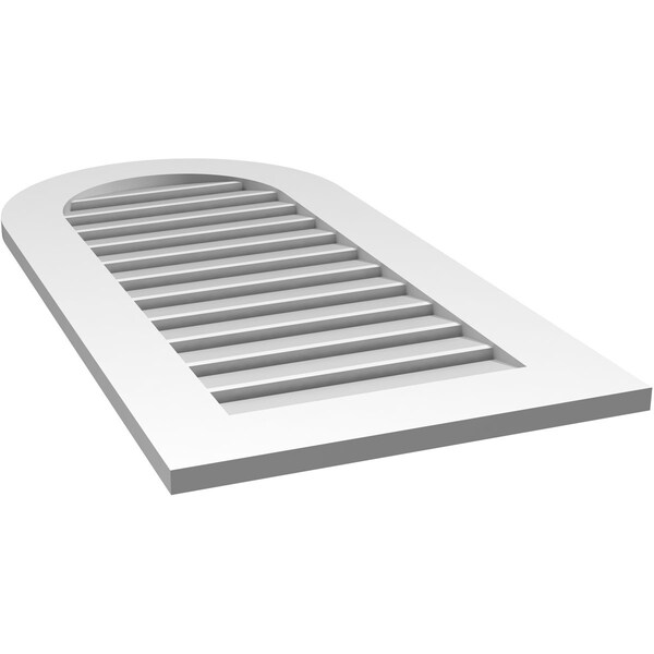 Ekena Millwork Round Top Surface Mount PVC Gable Vent: Functional, w/ 3-1/2"W x 1"P Standard Frame, 20"W x 40"H - GVPRT20X4001SF