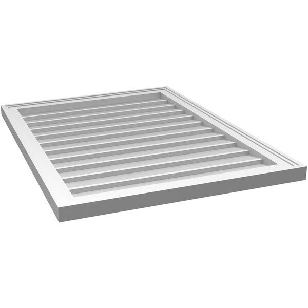 Ekena Millwork Vertical Surface Mount PVC Gable Vnt: Non-Functional, w/2"W x 1-1/2"H, Brickmould Frame, 26"W x 34"H - GVPVE26X3402SN