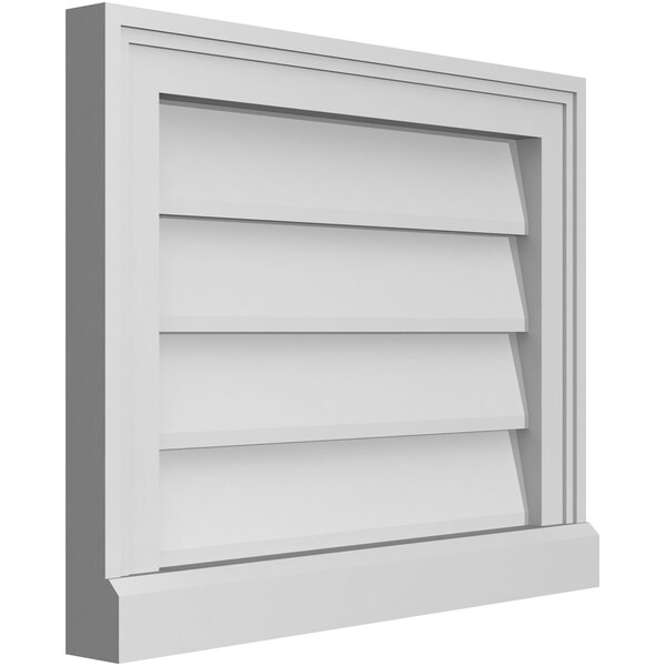 Ekena Millwork Vertical Surface Mount PVC Gable Vent w/ 2"W x 2"H , Brickmould Sill Frame, 20"W x 16"H - GVPVE20X1603SN