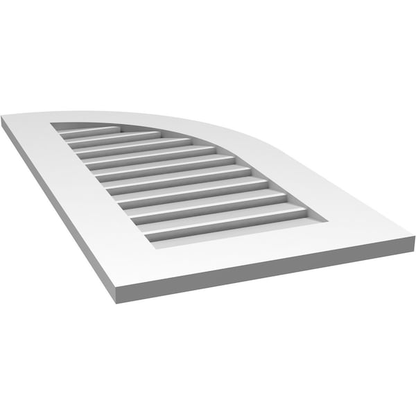 Ekena Millwork Quarter Round Top Right Surface Mount PVC Gable Vent w/ 3-1/2"W x 1"P Standard Frame, 18"W x 34"H - GVPQR18X3401SF